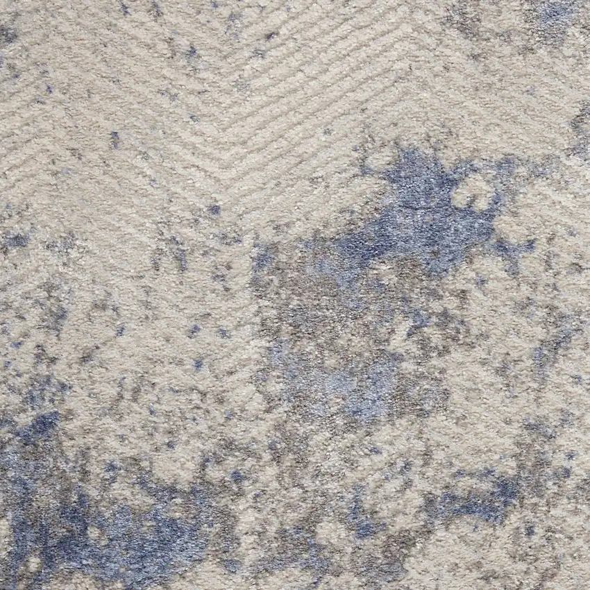 8' Ivory Blue And Gray Abstract Non Skid Runner Rug Photo 3