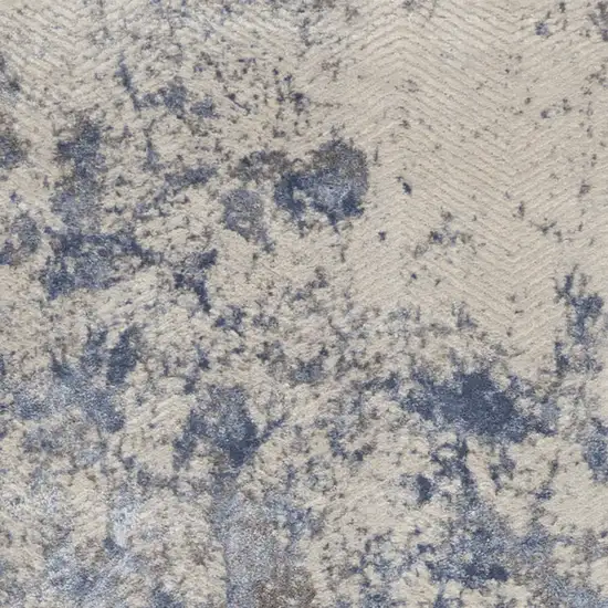 8' Ivory Blue And Gray Abstract Non Skid Runner Rug Photo 6