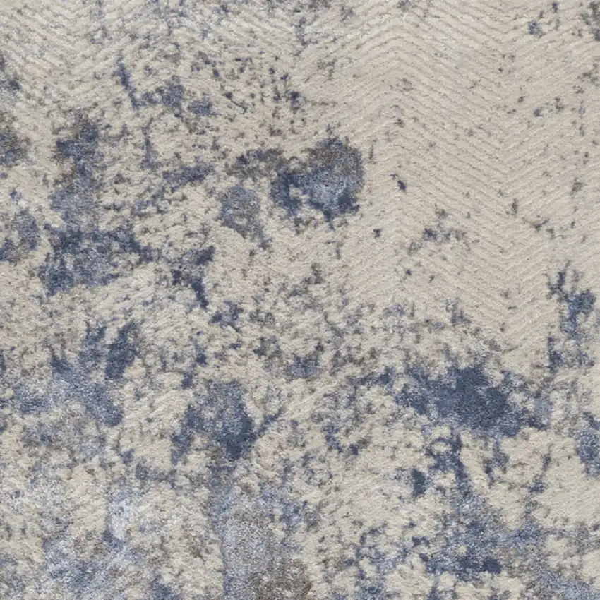 8' Ivory Blue And Gray Abstract Non Skid Runner Rug Photo 6