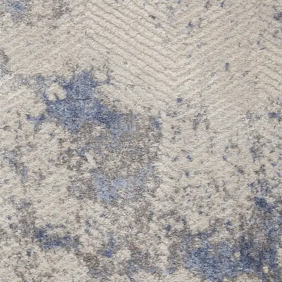 8' Ivory Blue And Gray Abstract Non Skid Runner Rug Photo 2