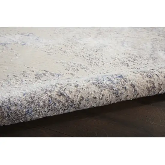 8' Ivory Blue And Gray Abstract Non Skid Runner Rug Photo 8