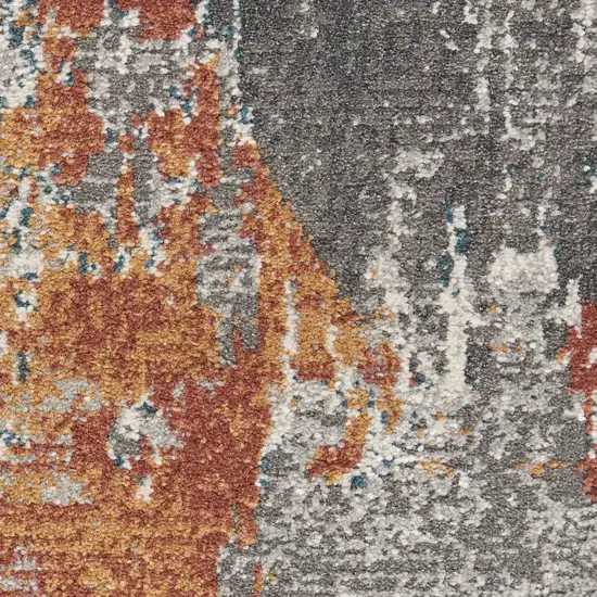 8' Ivory Blue And Gray Abstract Runner Rug Photo 2