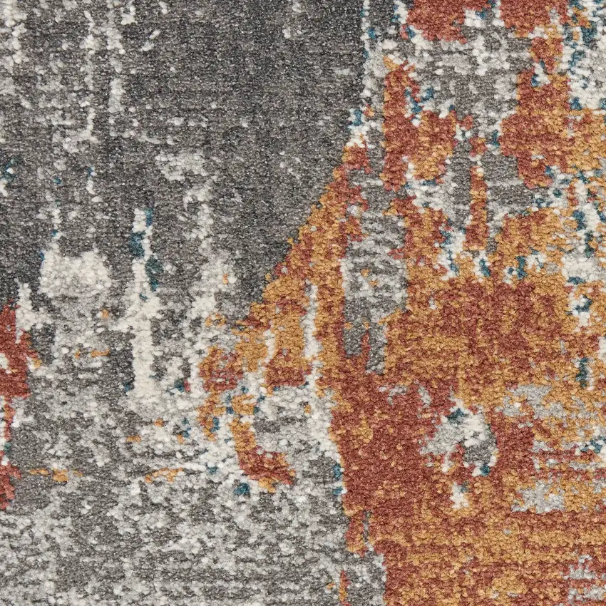 8' Ivory Blue And Gray Abstract Runner Rug Photo 3