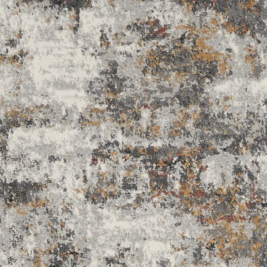 8' Ivory Blue And Gray Abstract Runner Rug Photo 5