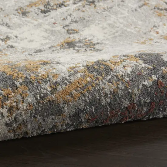 8' Ivory Blue And Gray Abstract Runner Rug Photo 7