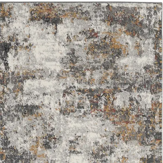 8' Ivory Blue And Gray Abstract Runner Rug Photo 6