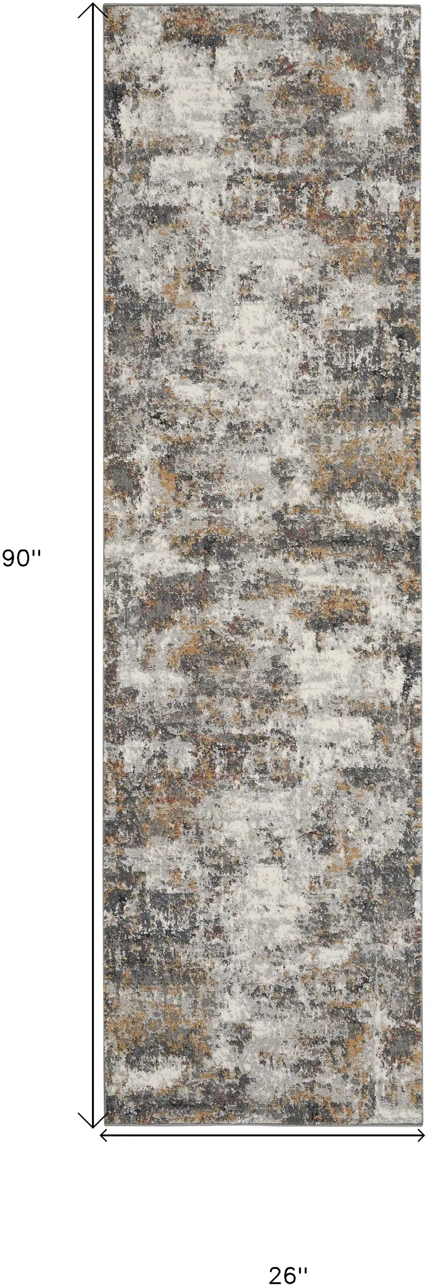 8' Ivory Blue And Gray Abstract Runner Rug Photo 4