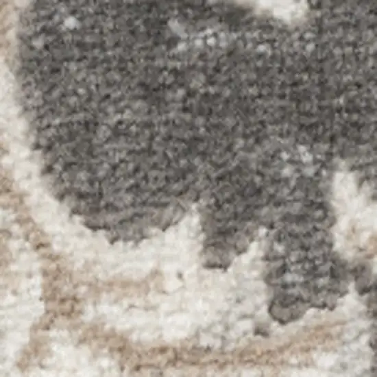 8' Ivory Blue And Gray Floral Runner Rug Photo 6