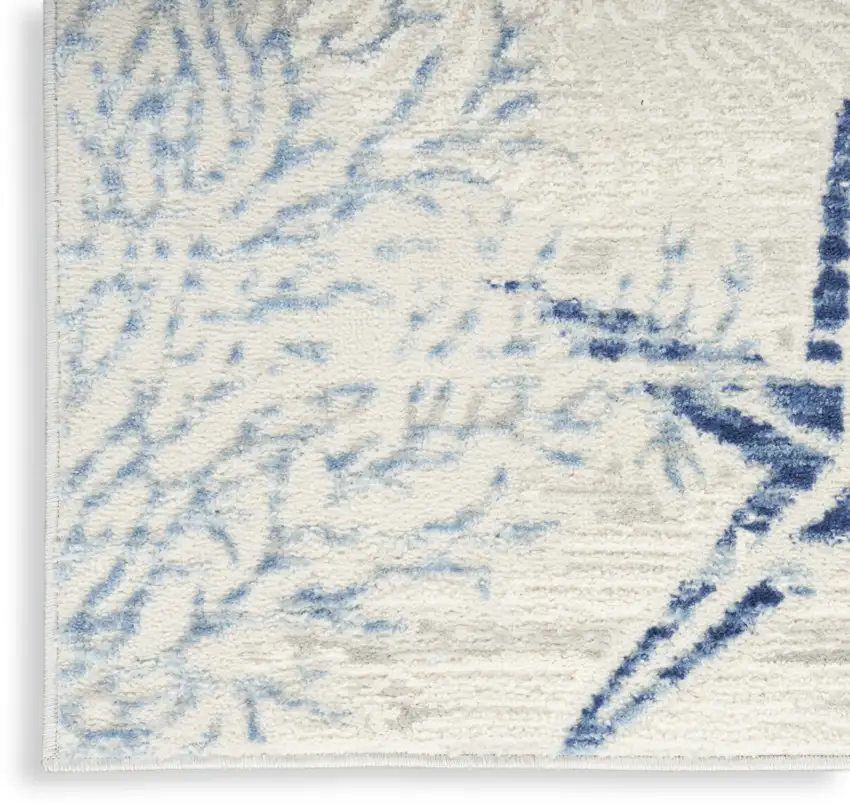 5' Ivory Blue And Gray Seashell and Coral Non Skid Square Rug Photo 8