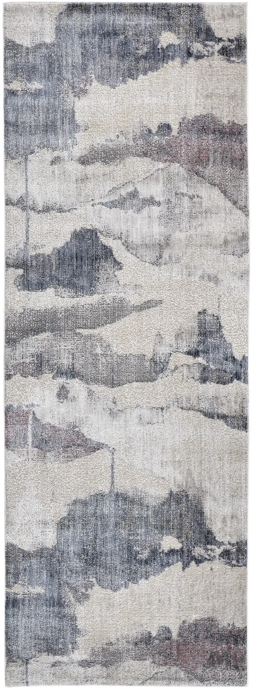 8' Ivory Blue And Pink Abstract Stain Resistant Runner Rug Photo 1