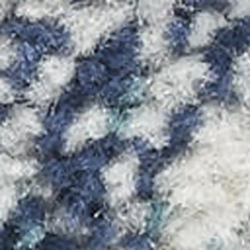 10' Ivory Blue And Teal Abstract Runner Rug Photo 2