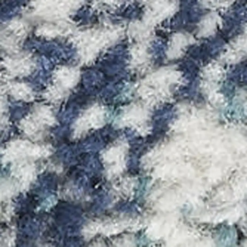 10' Ivory Blue And Teal Abstract Runner Rug Photo 3