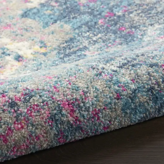 16' Ivory Blue And Yellow Abstract Runner Rug Photo 7