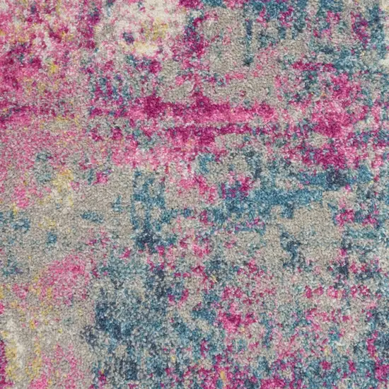 16' Ivory Blue And Yellow Abstract Runner Rug Photo 5