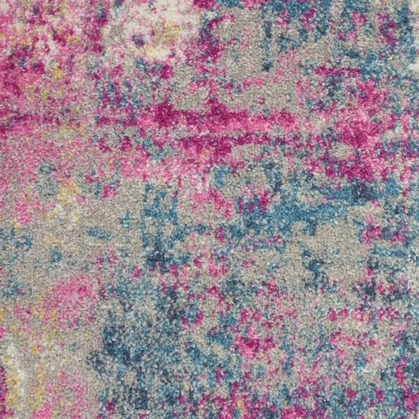 16' Ivory Blue And Yellow Abstract Runner Rug Photo 5