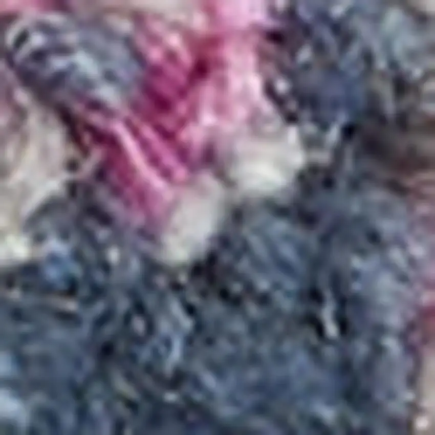 5' Ivory Blue And Yellow Abstract Square Rug Photo 2