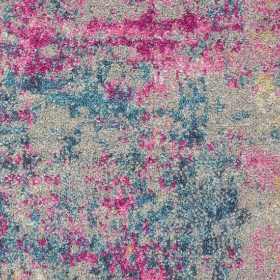 4' Ivory Blue And Yellow Abstract Square Rug Photo 2