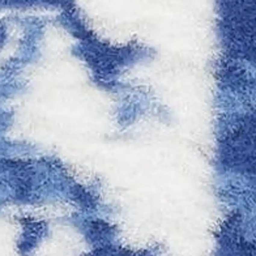 8' Ivory Blue and Gray Abstract Distressed Non Skid Runner Rug Photo 3