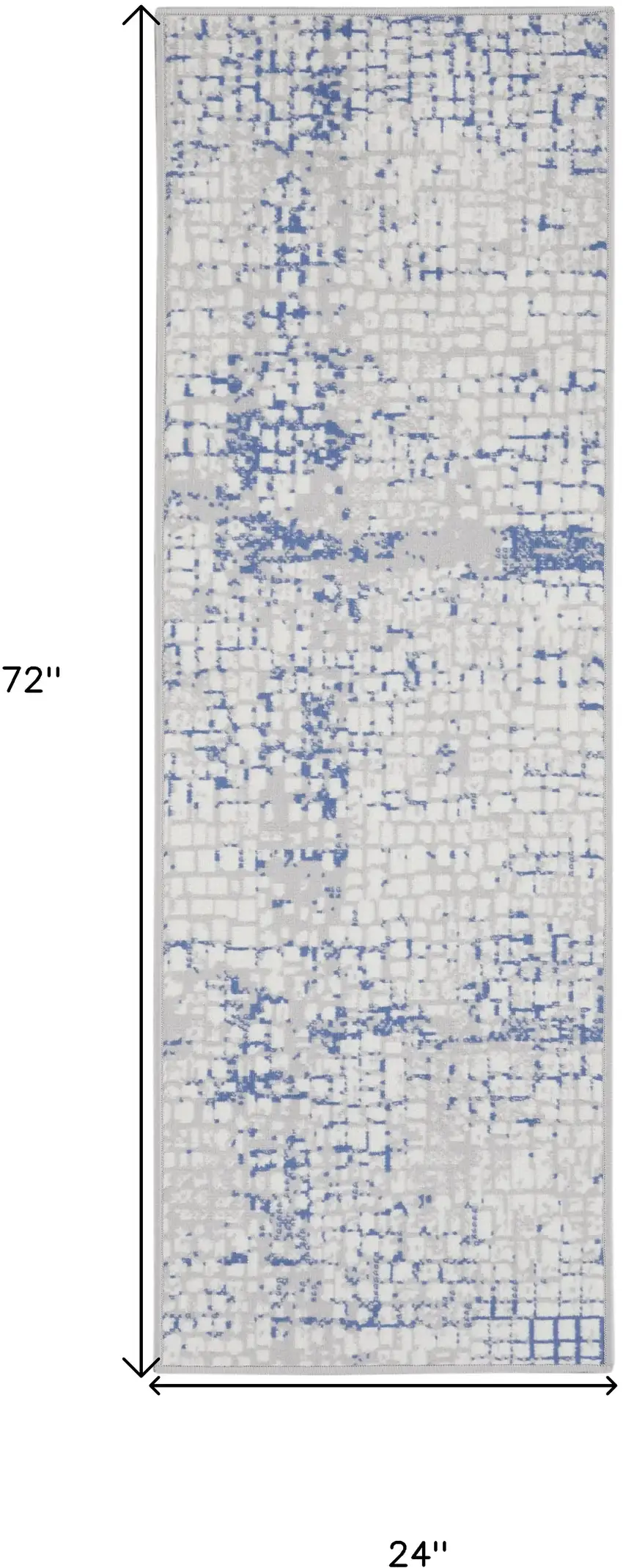 6' Ivory Blue and Gray Abstract Runner Rug Photo 9