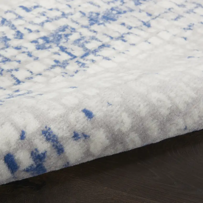 6' Ivory Blue and Gray Abstract Runner Rug Photo 4