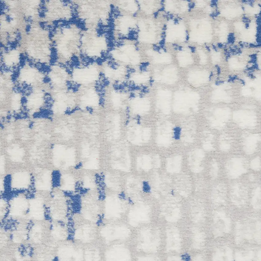 6' Ivory Blue and Gray Abstract Runner Rug Photo 8