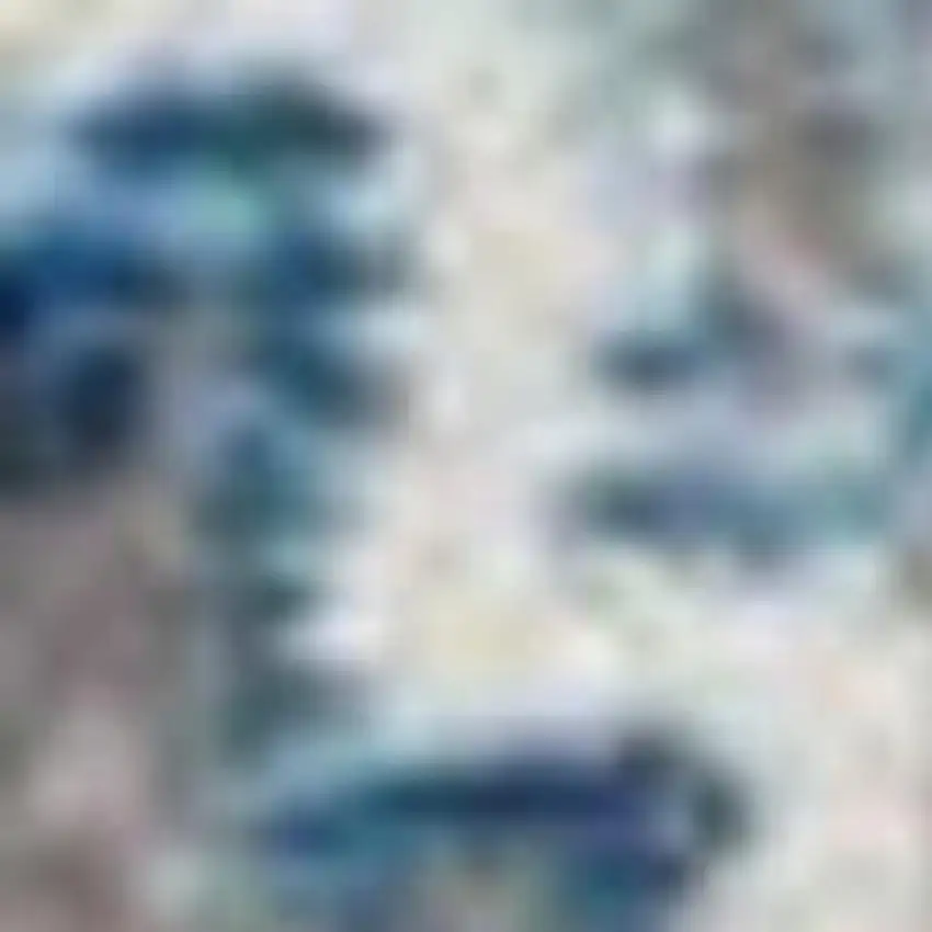 6' Ivory Blue and Gray Floral Distressed Non Skid Round Rug Photo 4