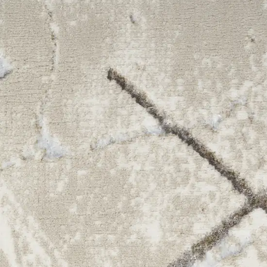 8' Ivory Blue and Gray Geometric Non Skid Runner Rug Photo 4