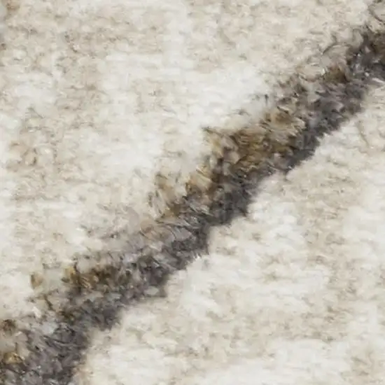 8' Ivory Blue and Gray Geometric Non Skid Runner Rug Photo 3