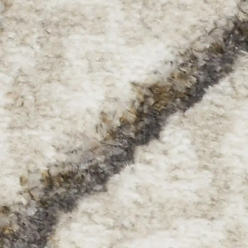 8' Ivory Blue and Gray Geometric Non Skid Runner Rug Photo 3