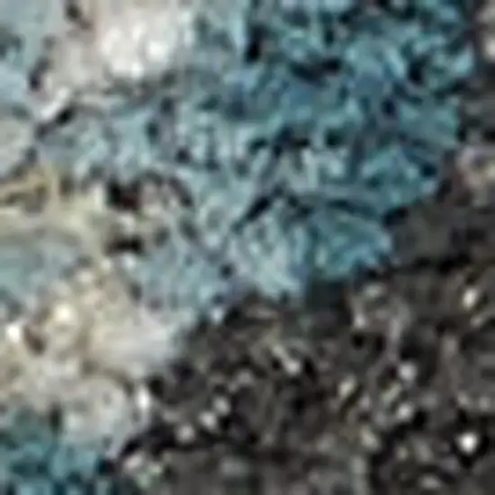 6' Ivory Blue and Green Oriental Distressed Non Skid Runner Rug Photo 6