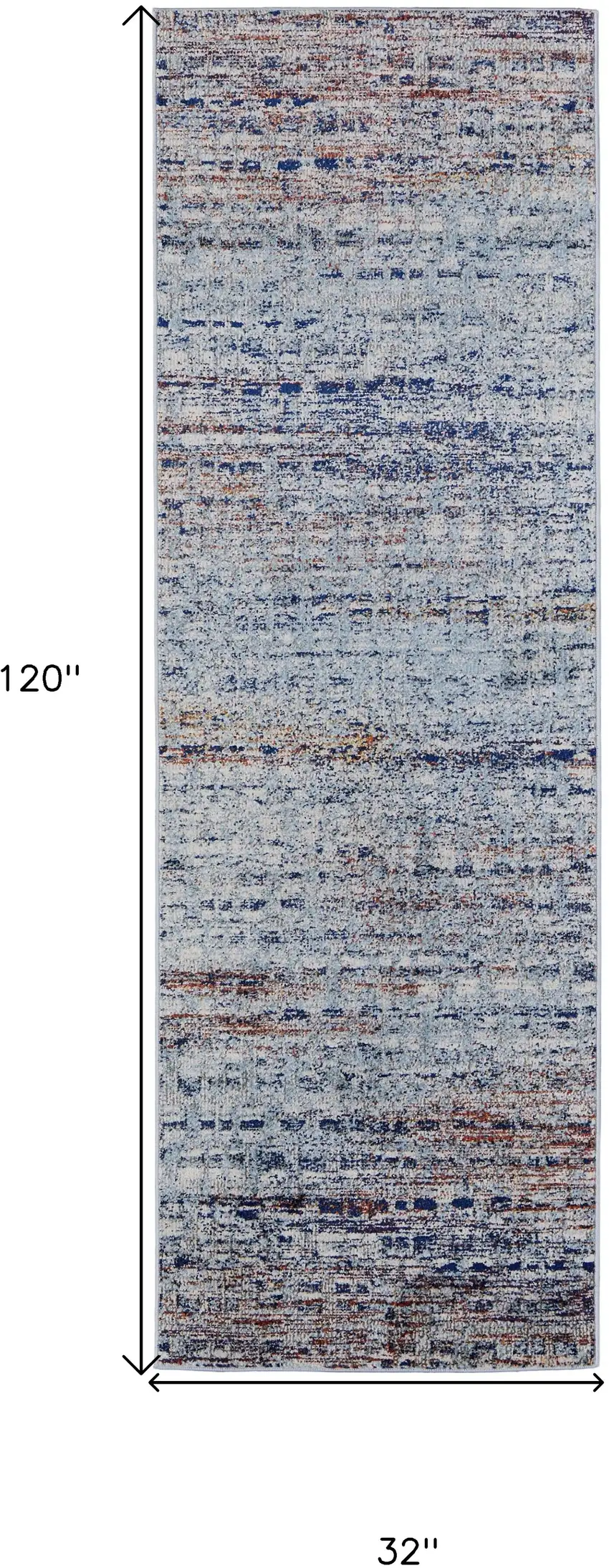10' Ivory Blue and Orange Abstract Power Loom Runner Rug Photo 3