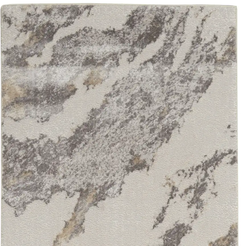 8' Ivory Brown And Gray Abstract Non Skid Runner Rug Photo 7
