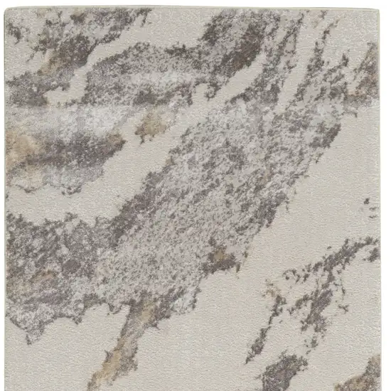 8' Ivory Brown And Gray Abstract Non Skid Runner Rug Photo 7
