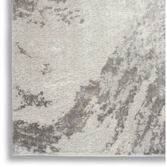 8' Ivory Brown And Gray Abstract Non Skid Runner Rug Photo 9