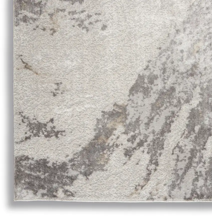 8' Ivory Brown And Gray Abstract Non Skid Runner Rug Photo 9
