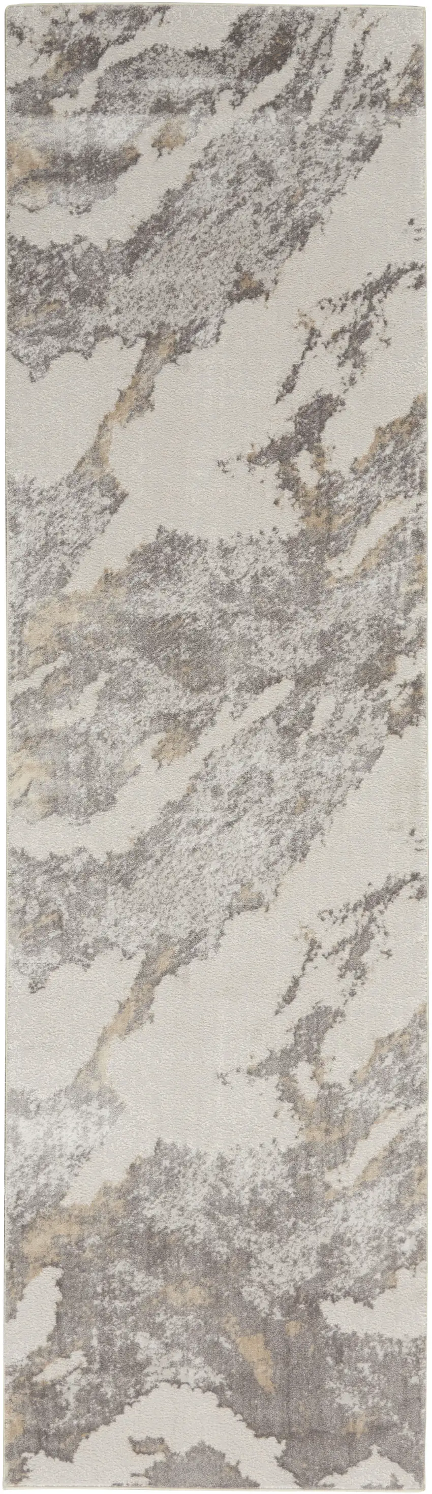 8' Ivory Brown And Gray Abstract Non Skid Runner Rug Photo 2
