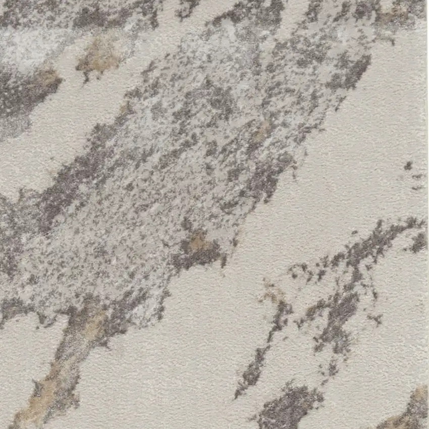 8' Ivory Brown And Gray Abstract Non Skid Runner Rug Photo 6