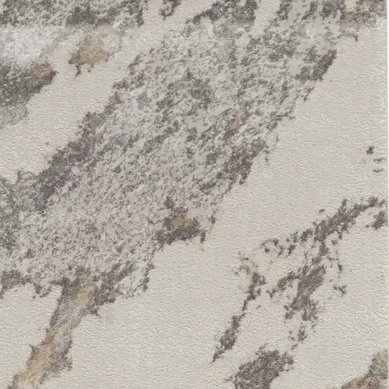 8' Ivory Brown And Gray Abstract Non Skid Runner Rug Photo 6