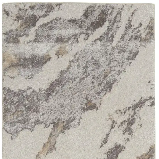 8' Ivory Brown And Gray Abstract Non Skid Runner Rug Photo 4