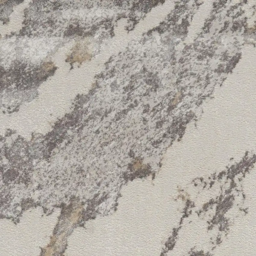 8' Ivory Brown And Gray Abstract Non Skid Runner Rug Photo 3
