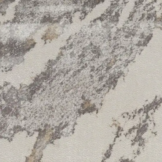 8' Ivory Brown And Gray Abstract Non Skid Runner Rug Photo 3