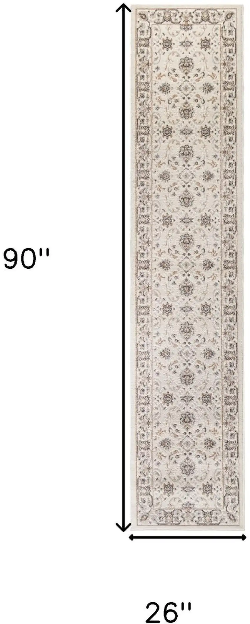 8' Ivory Brown And Gray Floral Runner Rug Photo 3
