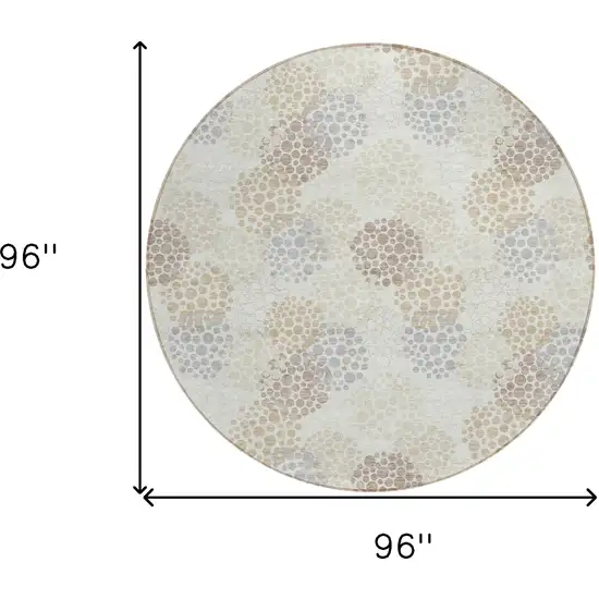 8' Ivory Brown And Gray Round Polka Dot Washable Indoor Outdoor Area Rug Photo 3