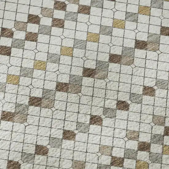 8' Ivory Brown And Gray Striped Washable Area Rug With UV Protection Photo 7