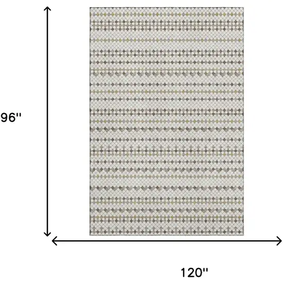 8' Ivory Brown And Gray Striped Washable Area Rug With UV Protection Photo 4