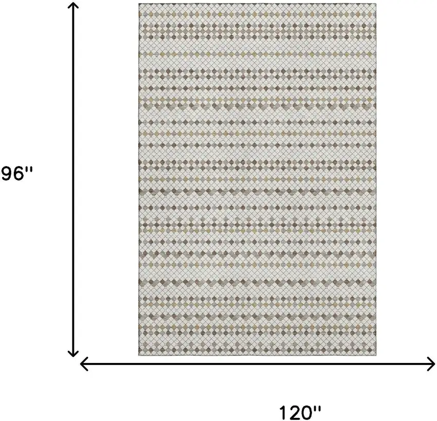 8' Ivory Brown And Gray Striped Washable Area Rug With UV Protection Photo 4