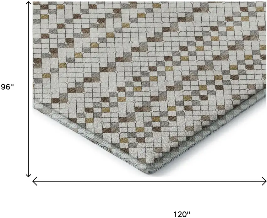 8' Ivory Brown And Gray Striped Washable Area Rug With UV Protection Photo 8