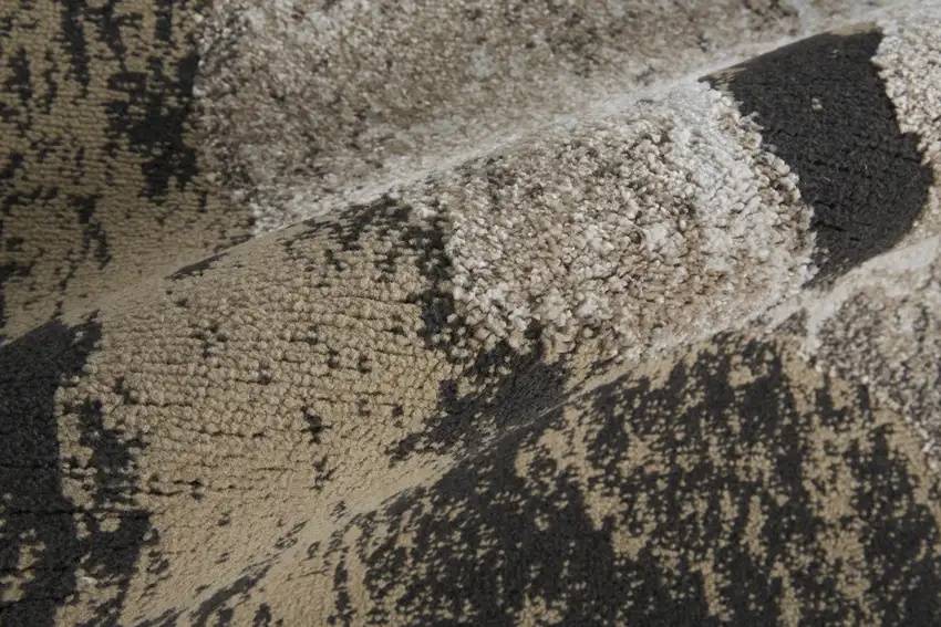 8' Ivory Brown And Taupe Abstract Power Loom Stain Resistant Runner Rug Photo 5