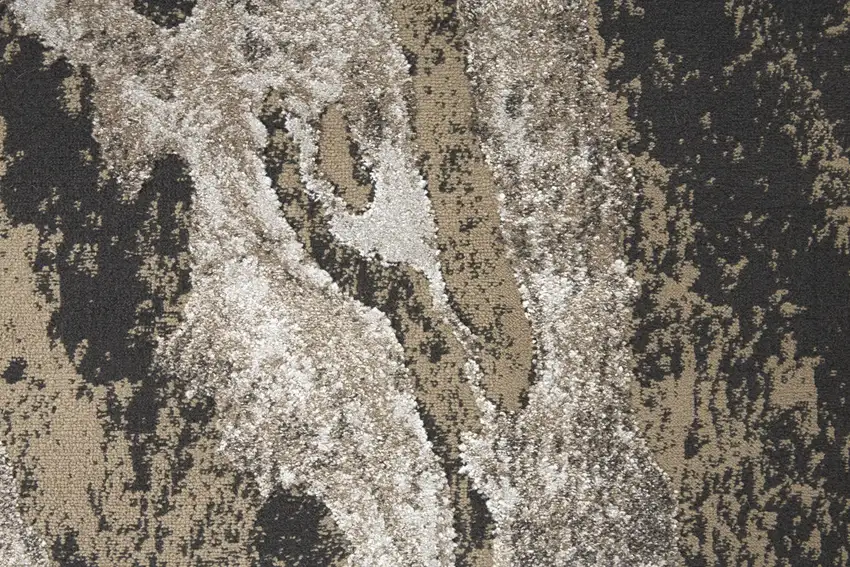 8' Ivory Brown And Taupe Abstract Power Loom Stain Resistant Runner Rug Photo 6