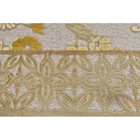 8' Ivory Brown and Gray Floral Power Loom Runner Rug Photo 6